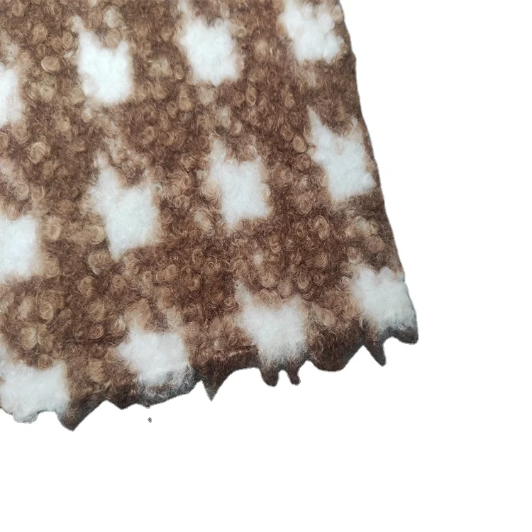 Hot selling 100% Polyester Terylene plaid Brown While Star Knitting Fleece Fabric for fashion toy bag