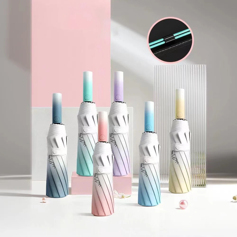 Gradient fully automatic 12 bone sunshade umbrella premium gift 3 fold umbrella sun protection UV protection