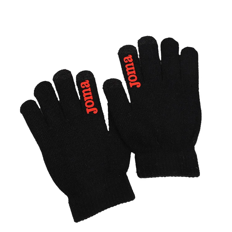 Custom Printed Warm Acrylic Yarn Knitted Cell Phone Tactile Texting Winter Magic Knit Touchscreen Gloves