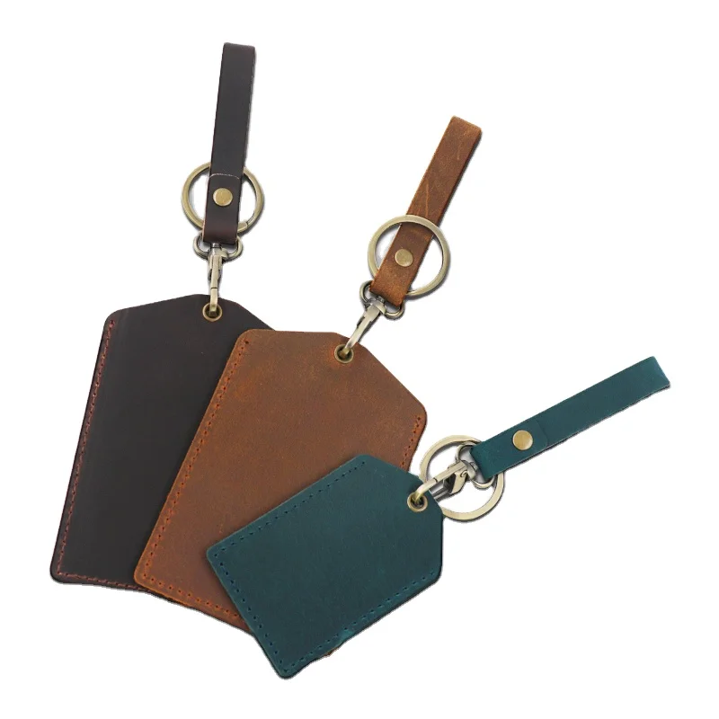 2022 New Product Blue High Quality Crazy Horse Leather Custom Sublimation Luggage Tags for Air tag