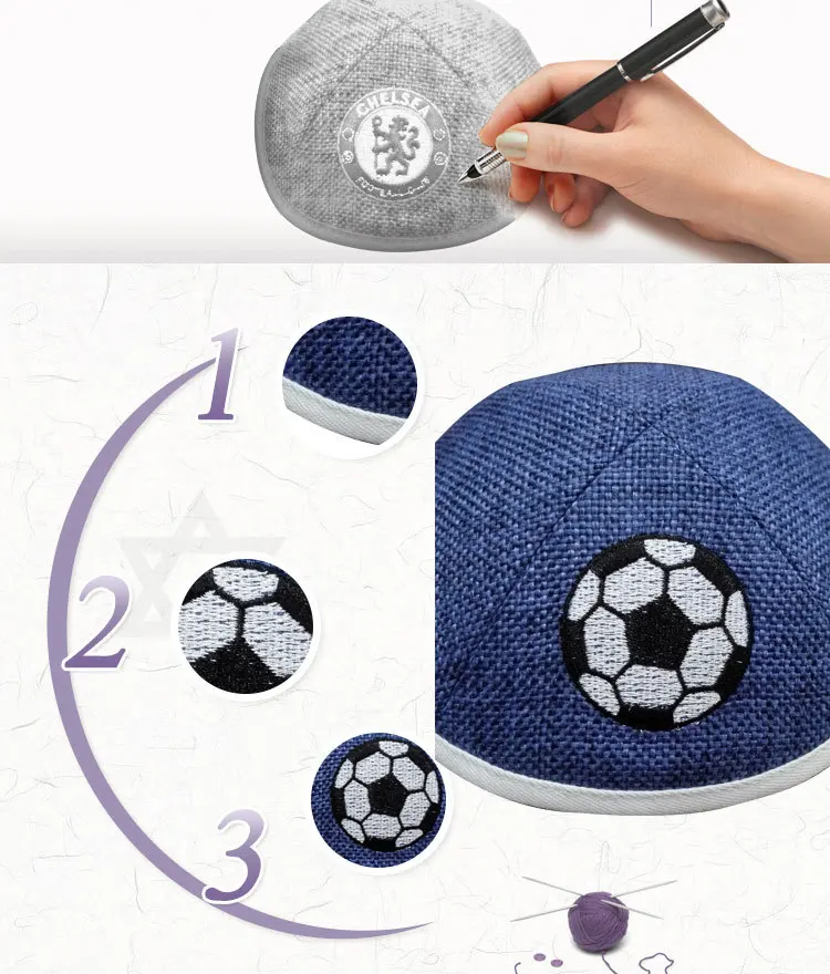 Chabad Custom Logo Kippah Jewish Hat Custom Personolized Printing Label Yamulka Linen Crochet Judaica Israel Kippot