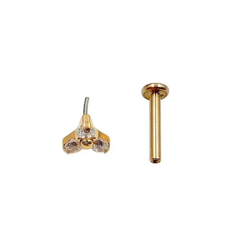 ASTM F136 titanium Push-In Intern Thread Cartilage earrings Nose labret Piercing Stud Jewelry