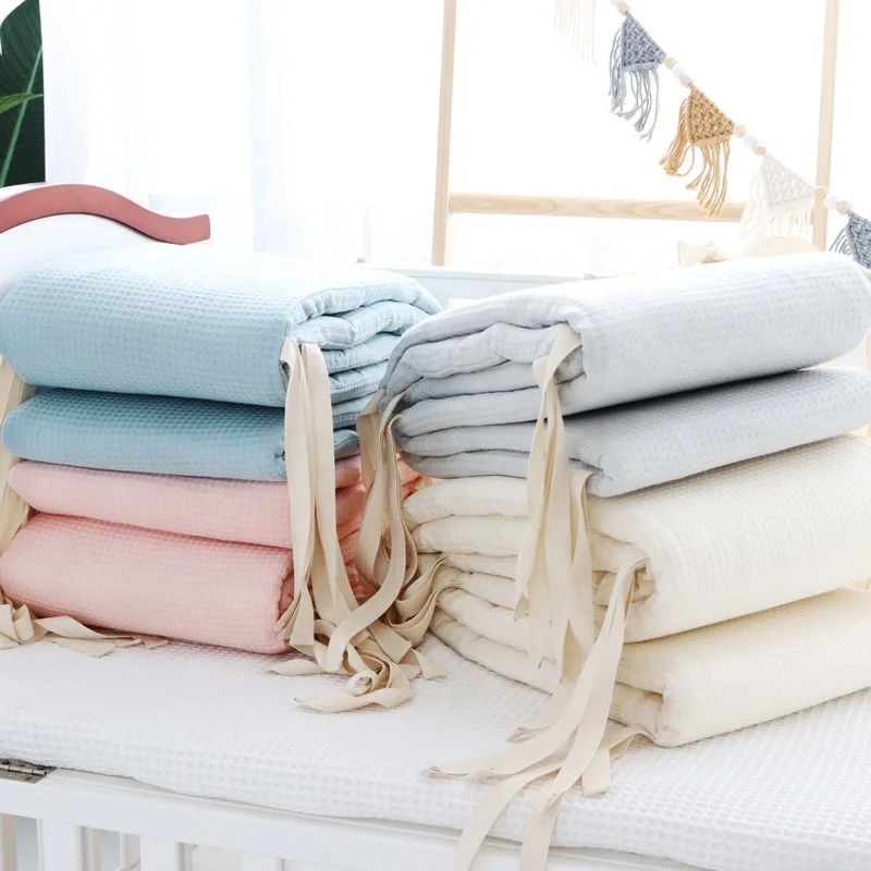 Wholesale Cot Protector Pillows Room Decor Baby Round Cushion Bed Rails Waffle Baby Crib Bumper