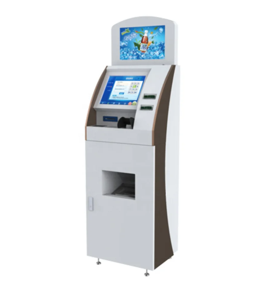 auto cash dual screen monitor multifunction touch screen Indoor self banking kiosk With coin /card acceptor/thermal printer