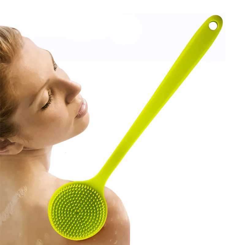 Long handle silicone back bath scrubber cleaning brush