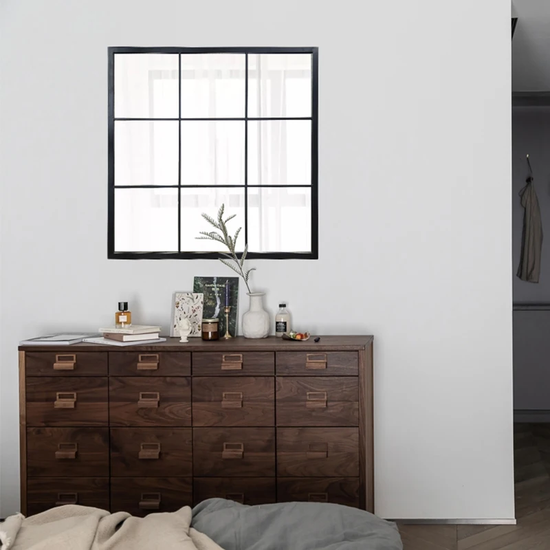 Industrial Square Modern Contemporary Window Pane Farmhouse Style Wall Mirror