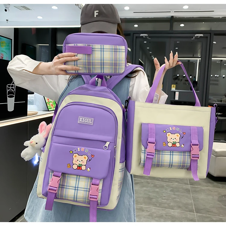 3Pcs School Bag Set Primary School Students Lightweight Primary Fresh Cute Girls Waterproof Backpack Manufacturing