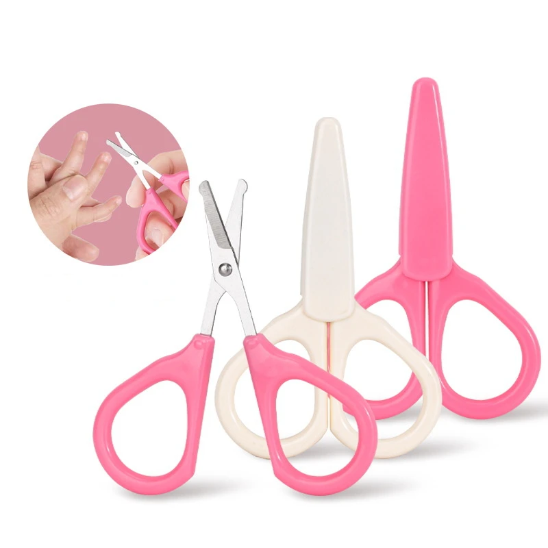 New Arrival Wholesale Pink Baby Safety Nail Scissors Newborn Infant Toddler Child Nail Scissors Baby Nail Care Tool