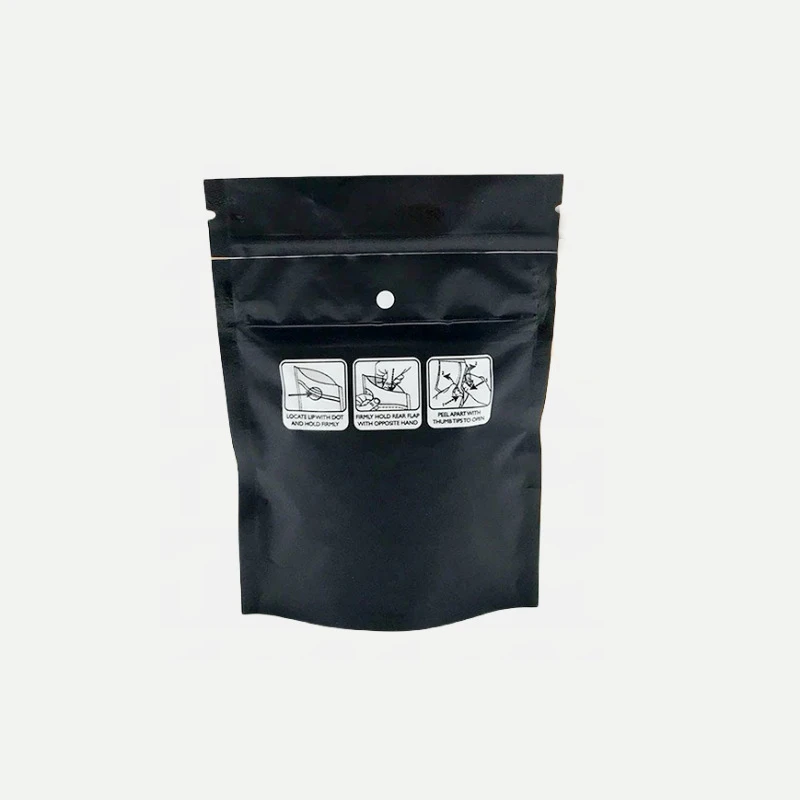 KDG Brand Matte Hemp Black Mylar Bags Child Resistant Smell Proof Canna bis Plastic Food Packaging Concentrate Bags