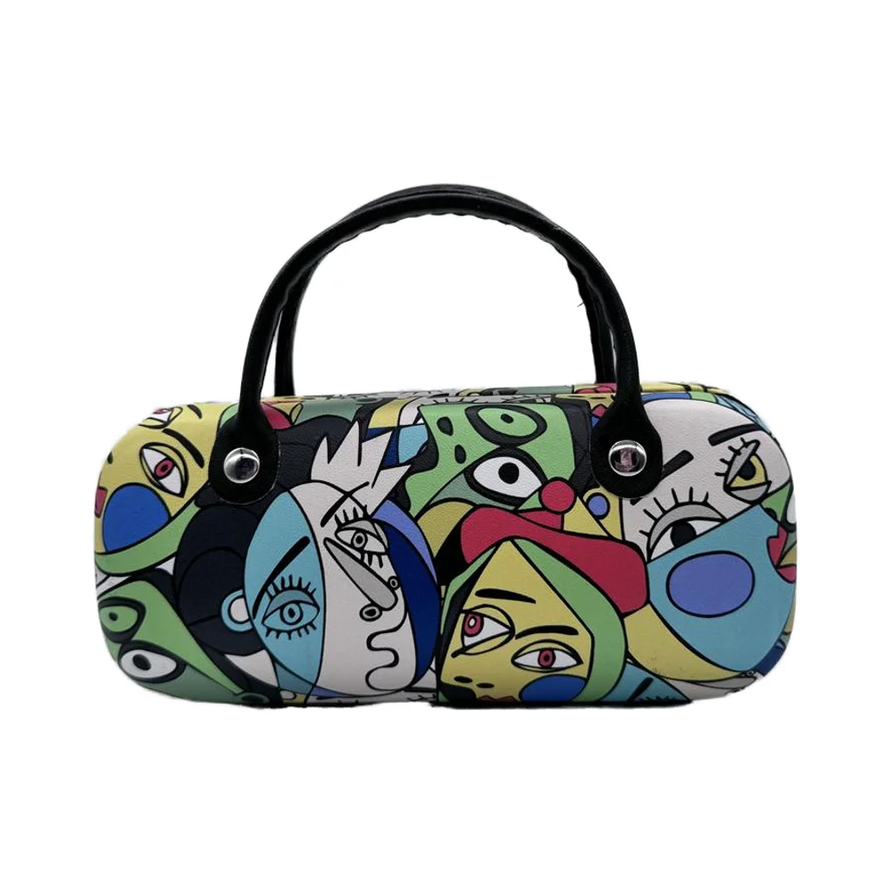 Wholesale Luxury Kids Party Sunglasses Custom Printed PU Material Case with Handle Portable Iron Sun Glasses Packaging