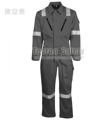 100% Cotton OEM Mens Safety Flame Resistant Work Workwear Coverall Flame Resistant Coverall NFPA2112 EN11612