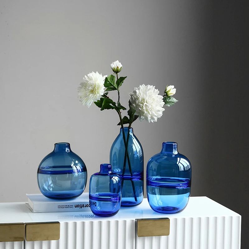 Nordic style simple creative colorful transparent glass vase ornaments flower arrangement hydroponics flower glass vase