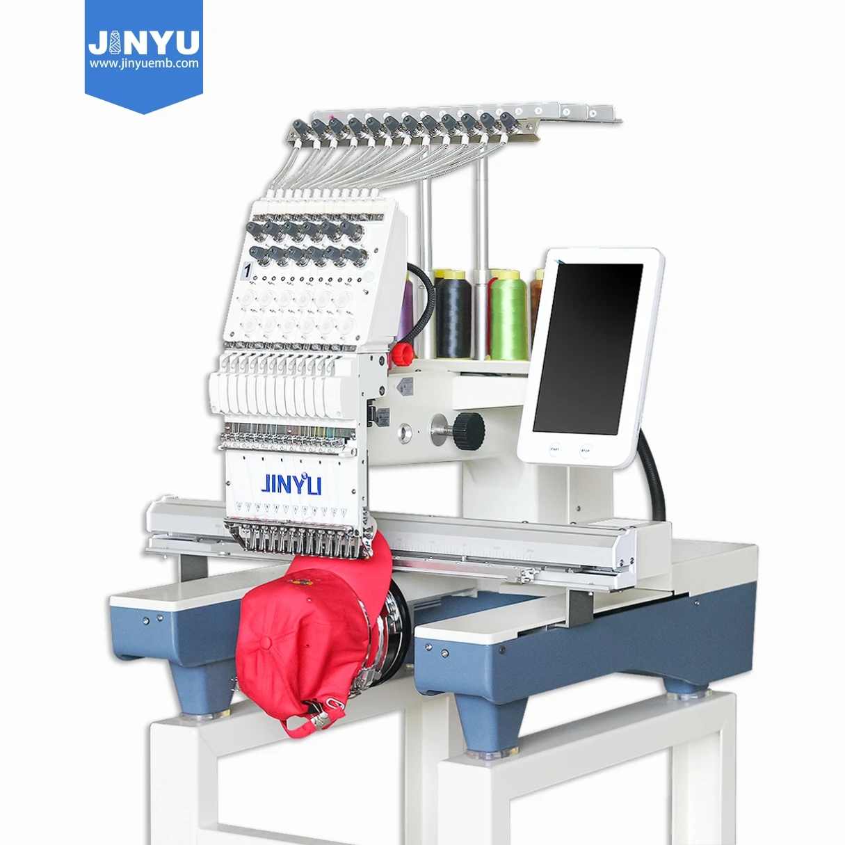 JINYU single head 12/15 needles multi color automatic embroidery machine price for hat