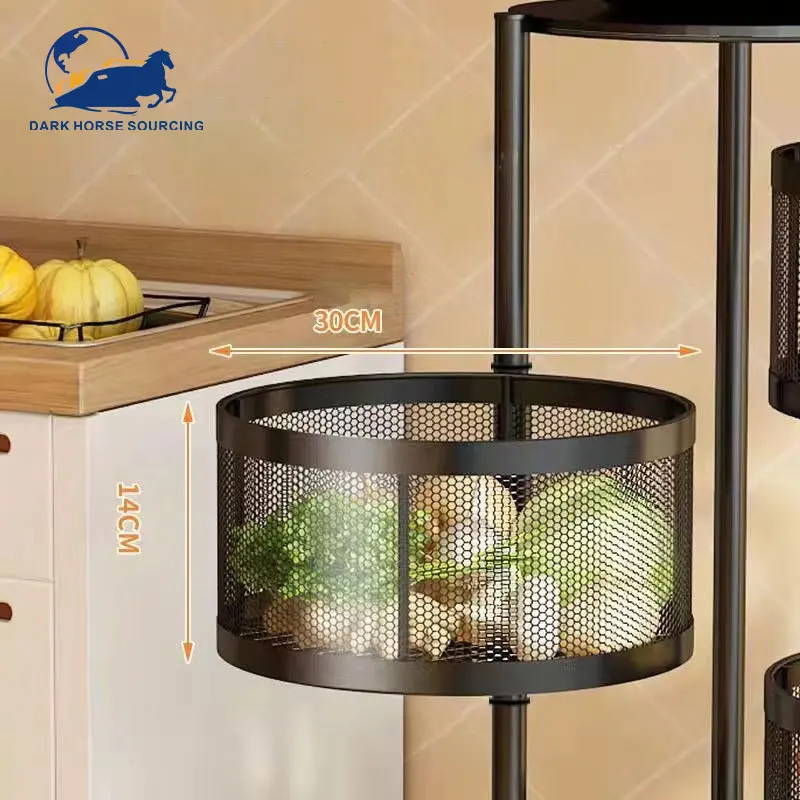 Multi size Kitchen Vegetable Rotating Shelving Floor storage stand rack multi - layer shelving cylindrical storage rack