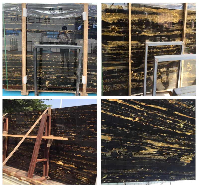 Excellent Choice Italy Golden Flower Portoro Marble Price cheap black  Gold  For Interior Decoration slab
