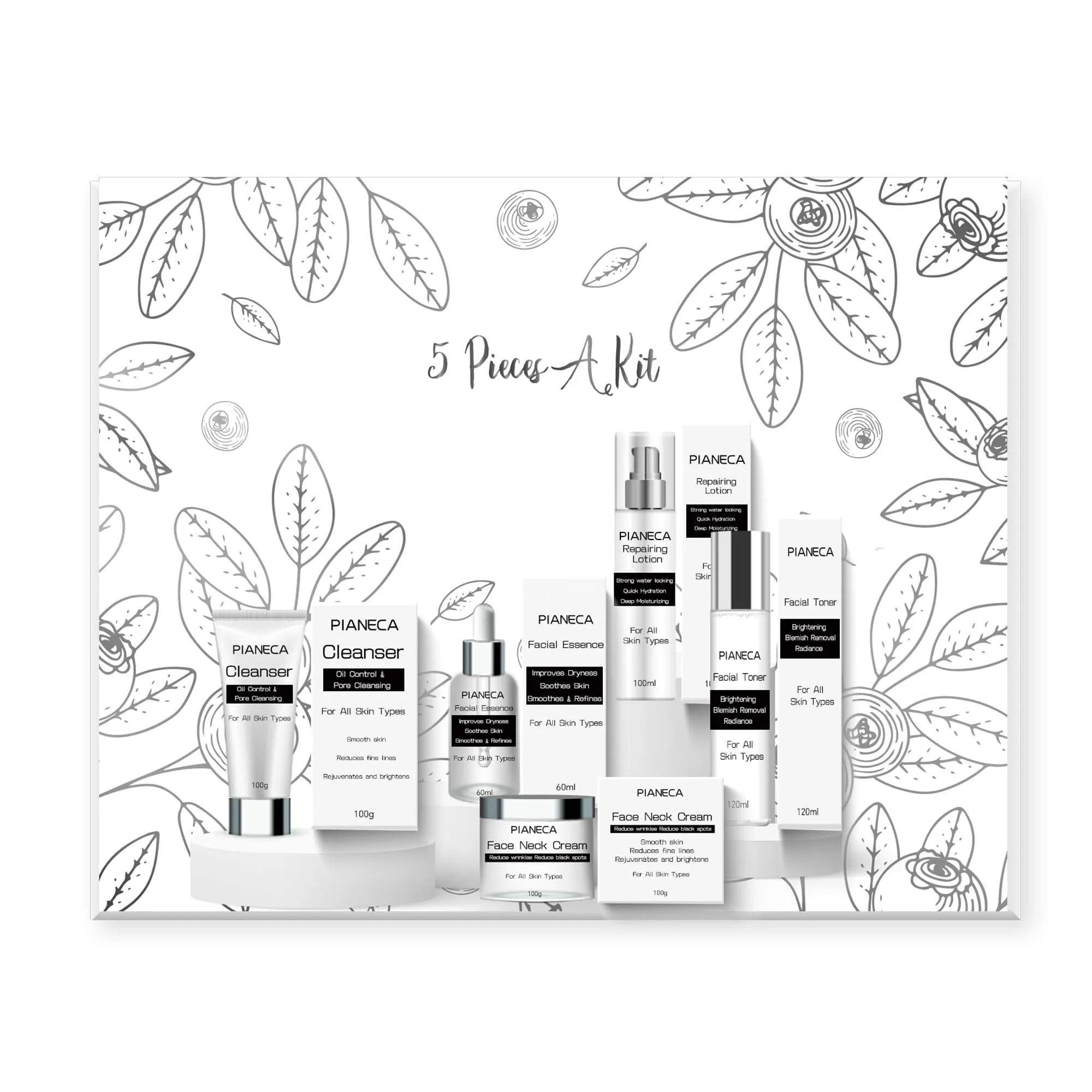 Private label Skin Care set Face Wash Hydrating Moisturizer Face Cream and Toner Korean Beauty Skin Care Set for Women