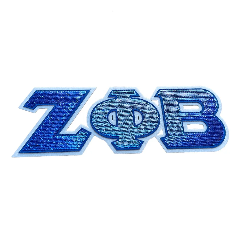 Wholesale Custom Greek Sequin Sorority Patches Design Iron On Embroidered Chenille Delta Crest Shield Sequin Patches