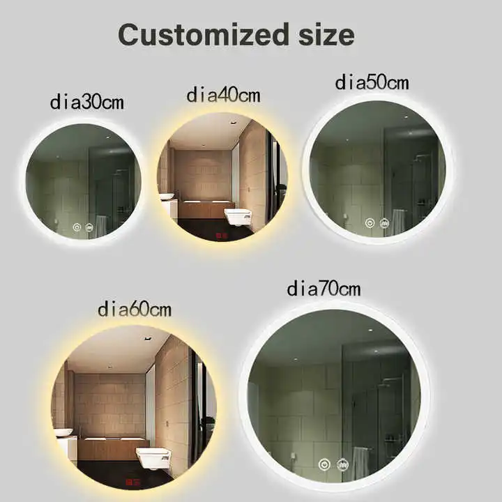 Bath Room Smart Fitness Backlit Espejo Inteligente Infinity Round Shower Bathroom Led Light Mirror