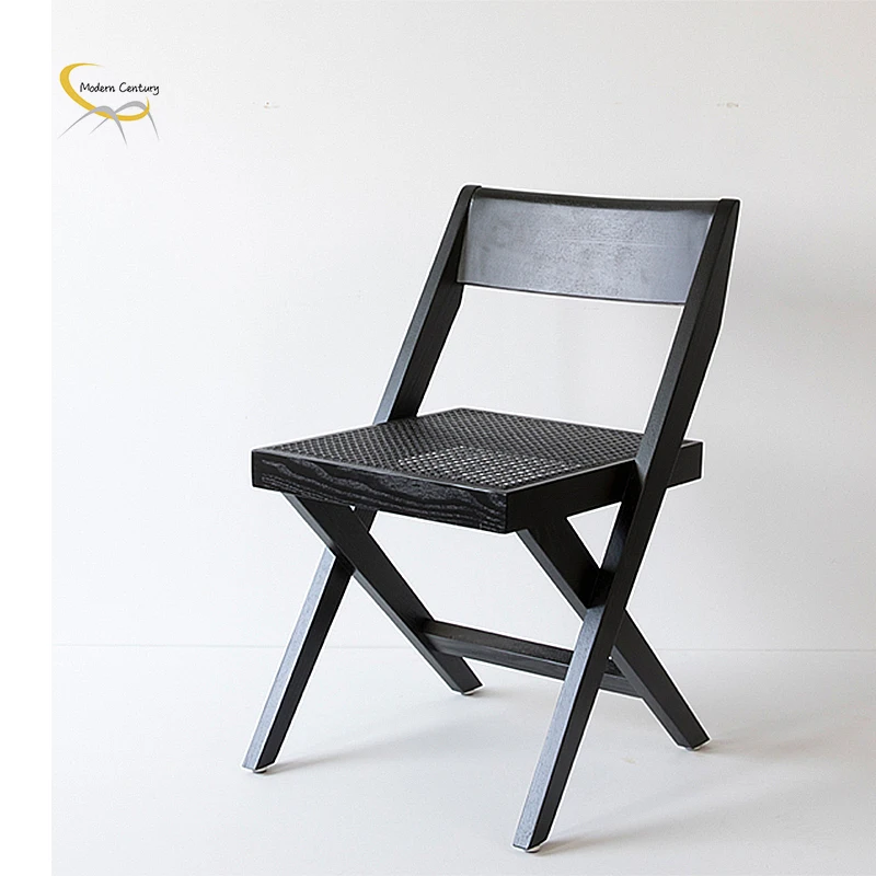 China restaurant chairs design black solid wood rattan wicker outdoor backrest reclining chair