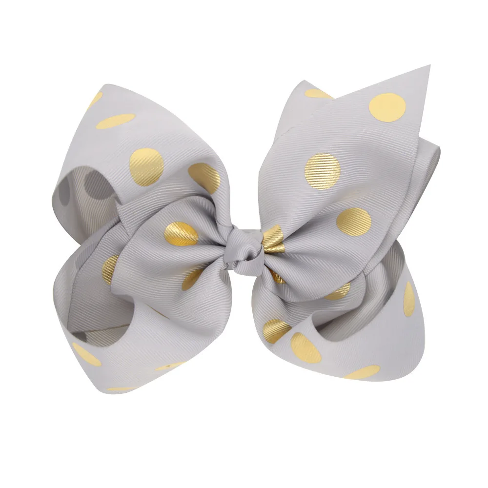 8 Inch Wholesale Hair Pins For Baby Girls Polka Dot Bow Hair Clips Kids Sweet Clips Hair Accessories For Children