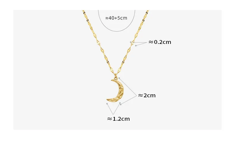Retro Cute Design Moon Pendant Clavicle Chain Stainless Steel 18K Gold Plated Necklace