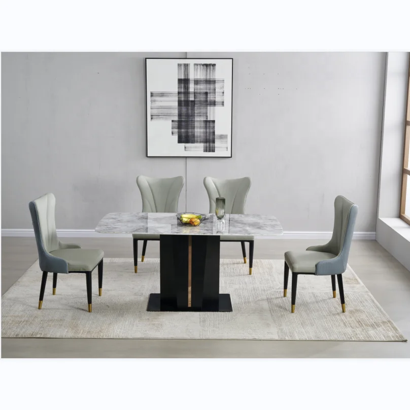 Factory Price Sale Dining Room Luxury European Restaurant Natural Marble Classic Furniture Table Set Dining