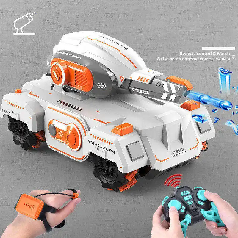 RC Water Bomb Tank Gesture Control Car 2.4G 4WD Gravity Watch RC Vehicle With Light&Music 360 Rotate Stunt Car Battle Shoots Toy