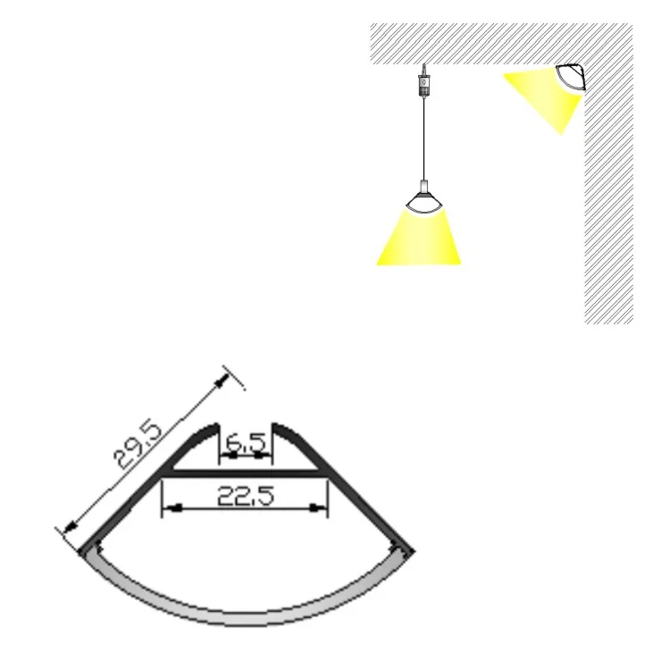 3030H LED Strip Aluminum Profile Corner 2.5meter, 3meter