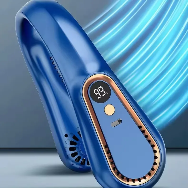 Portable Mini Hanging Neck Fan Digital Display Power ventilador Bladeless Neckband Fan Air Cooler USB Rechargeable Electric Fans