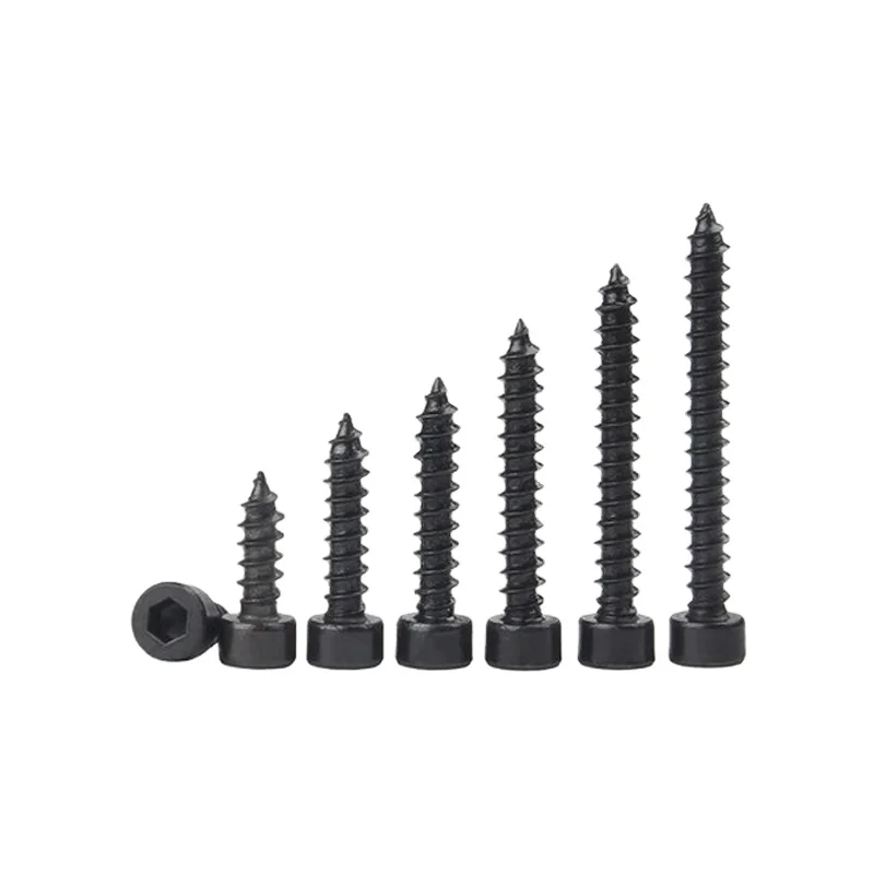 OEM manufacture High strength Carbon steel hex socket head self tapping screws with black zinc plated