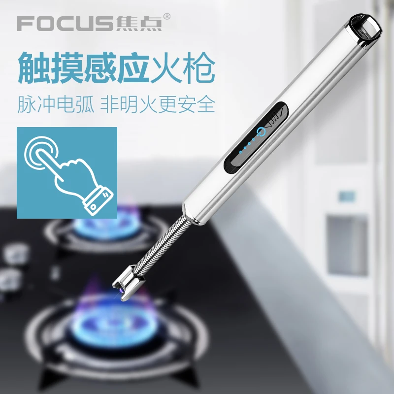 Zinc  Arc Lighter Electric Windproof Flameless Long USB Lighter for Kitchen BBQ Candle Lighter