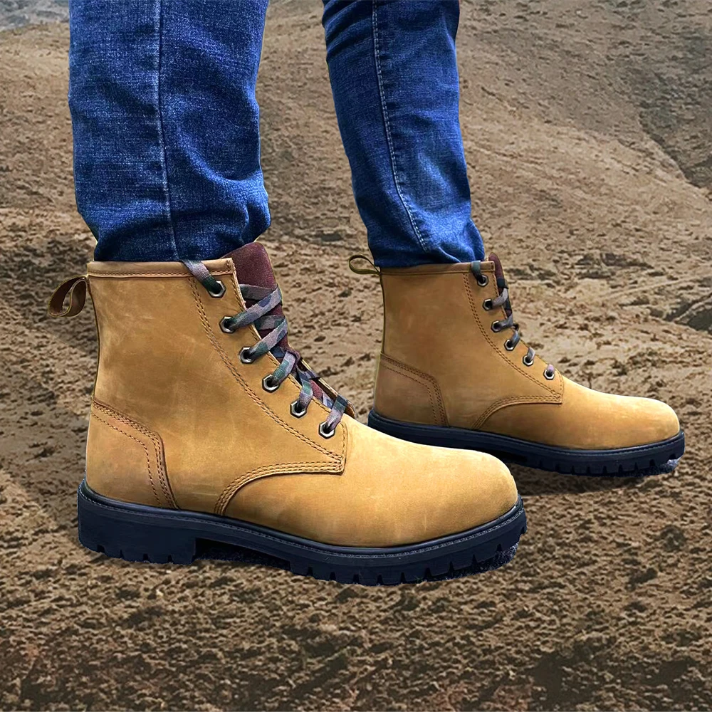 Waterproof Oxfords Genuine Leather Mens Boot Wholesale Large Size Chukka 6 inch Real Leather Working Martin Boots For Mens Boots