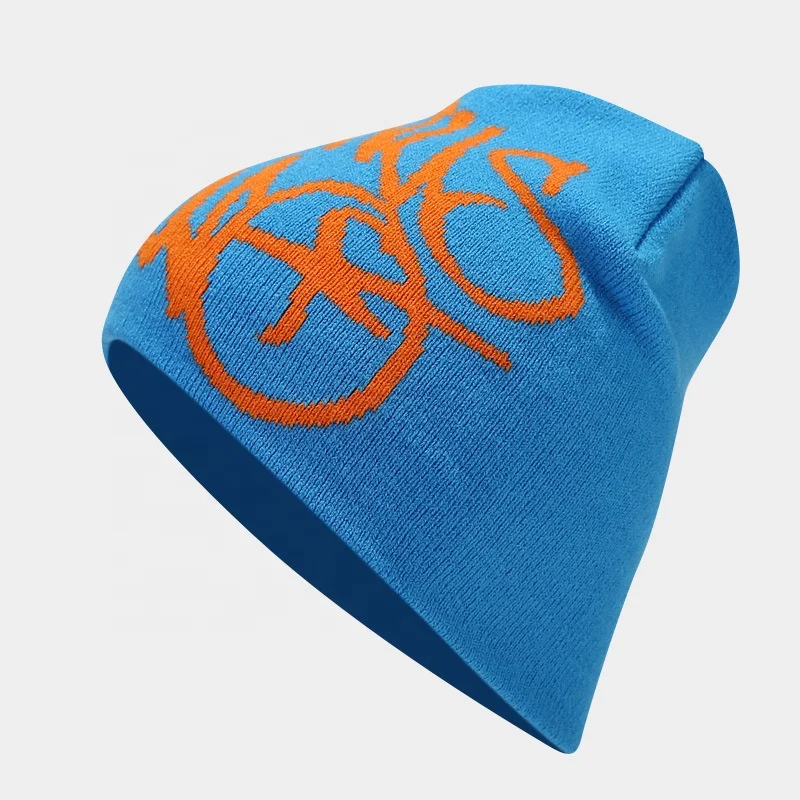 Hot sale Wholesale New Custom  Logo Printed  winter Beanies Jacquard  cuffless Knitted y2k beanie Hat  for women