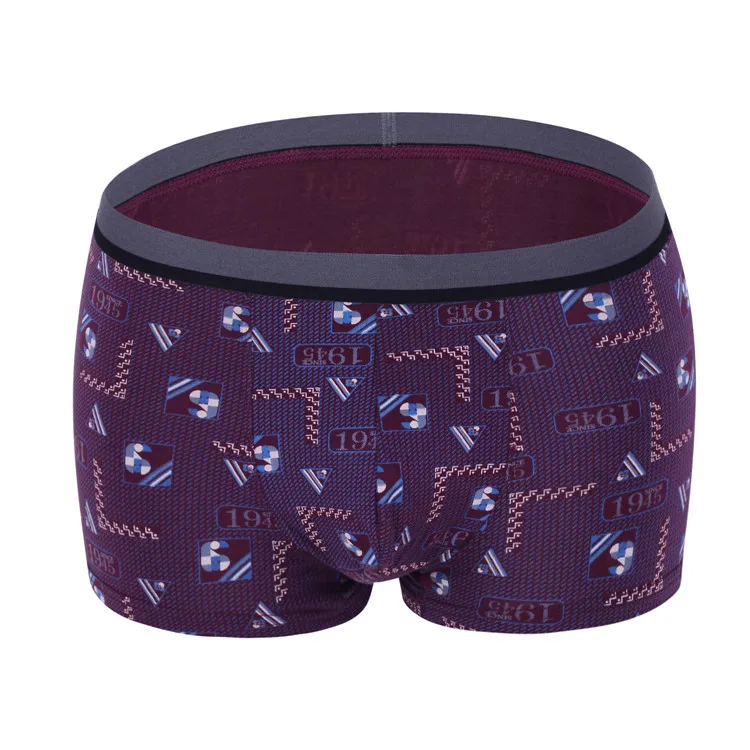 
China Underwear Wholesale Cotton Spandex Elastic Waistband Printed Men Boxer Shorts Panties 