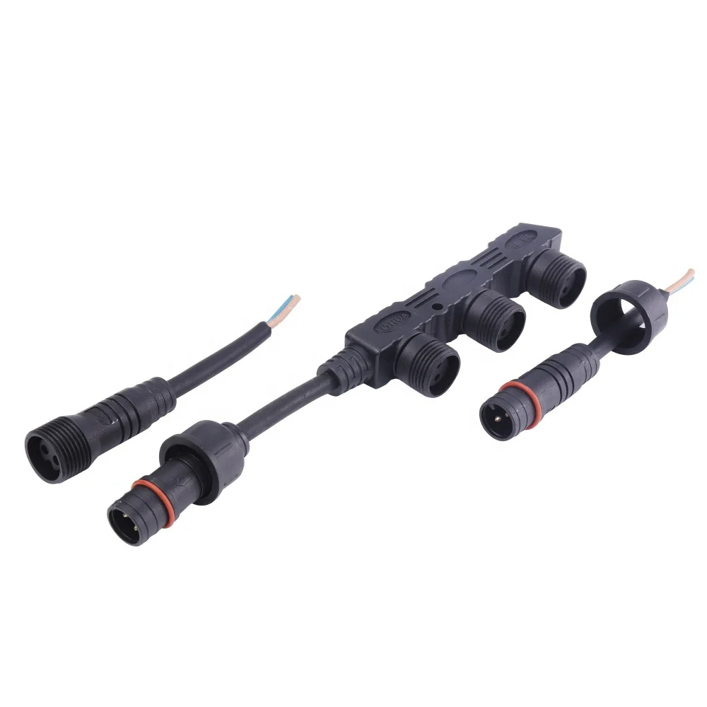 2 Contacts Male Female Electric F Type 1 to 4 Splitter Waterproof Construction Site Light IP67 M19 Wire Adapter Connector