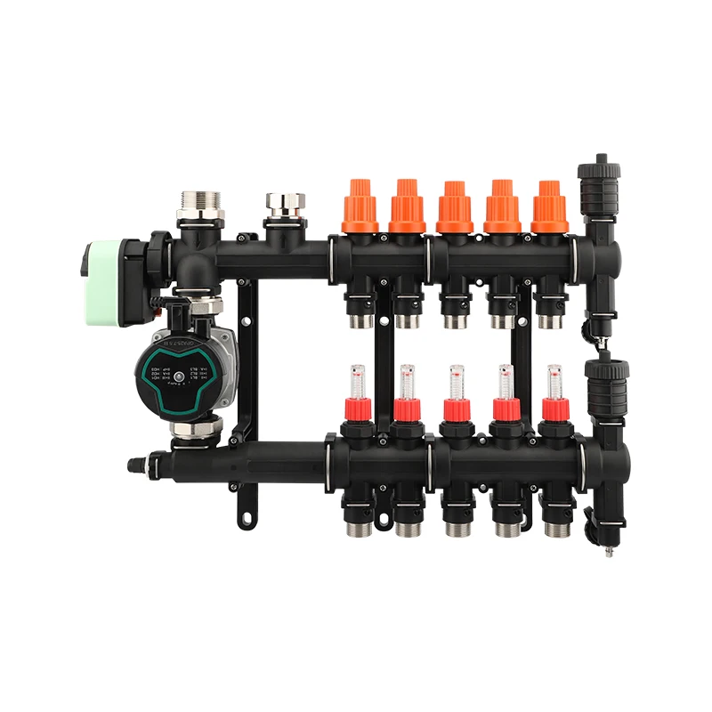 Manual Function Stop Valve and Flow Meter for Water Floor Heating Manifold Temperature Controller for Room or Hotel Application