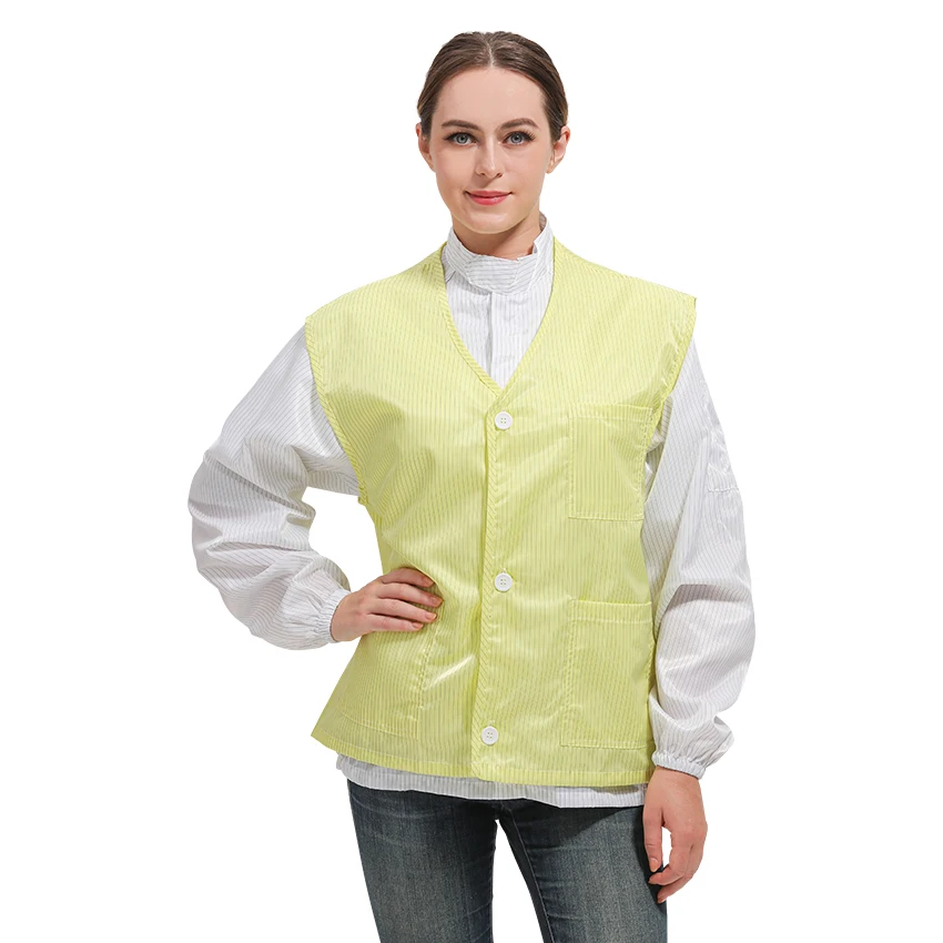 Dust-proof Washable Mesh Cleanroom ESD Vest Jacket Non Sleeve Anti-static Workwear Clothing