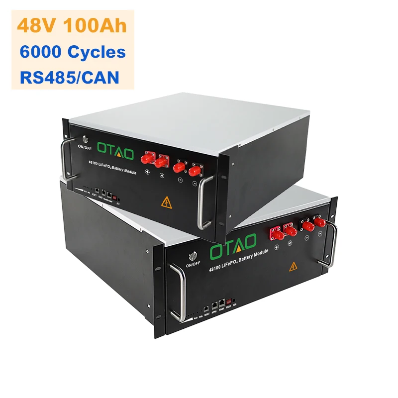OTAO Rack Mount Lifepo4 Battery Cell 48V 100AH Baterias De Litio Lithium Ion Energy Storage Batteries Pack For Home Solar System