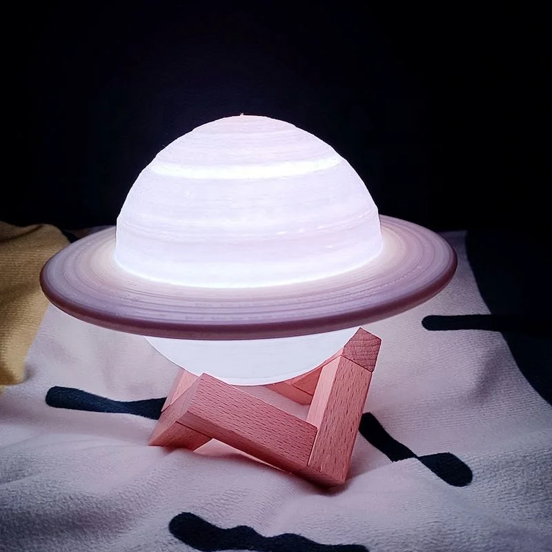 2021 Newest Touch 16 Colors 3D Print Saturn Lamps Rechargeable Night Light for Bedroom