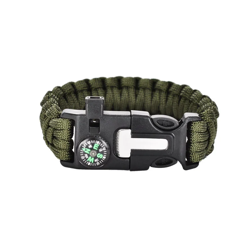 5 In 1 Multi-function Survival Paracord Bracelet Men Women Outdoor Camping Hiking Rescue Emergency Rope Bangles Compass Whistle