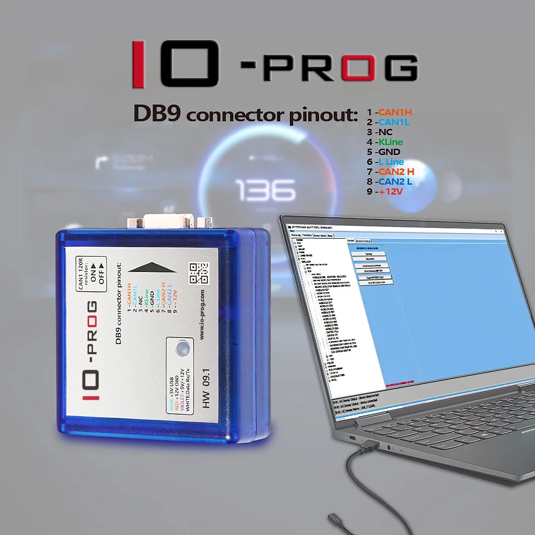 IO prog with PSA BSI Opel ECU TCM BCM &EPS Ecu tuning chiptuning tools Combination of K-line and CAN programmer BD9 connector