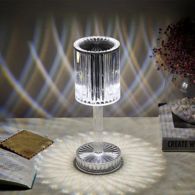 Rgb Touch Sensitive Home Decor Acrylic Desk Lamp Transparent Creative Bedside Crystal Luxury Touch Sensor Bedside Table Lamp