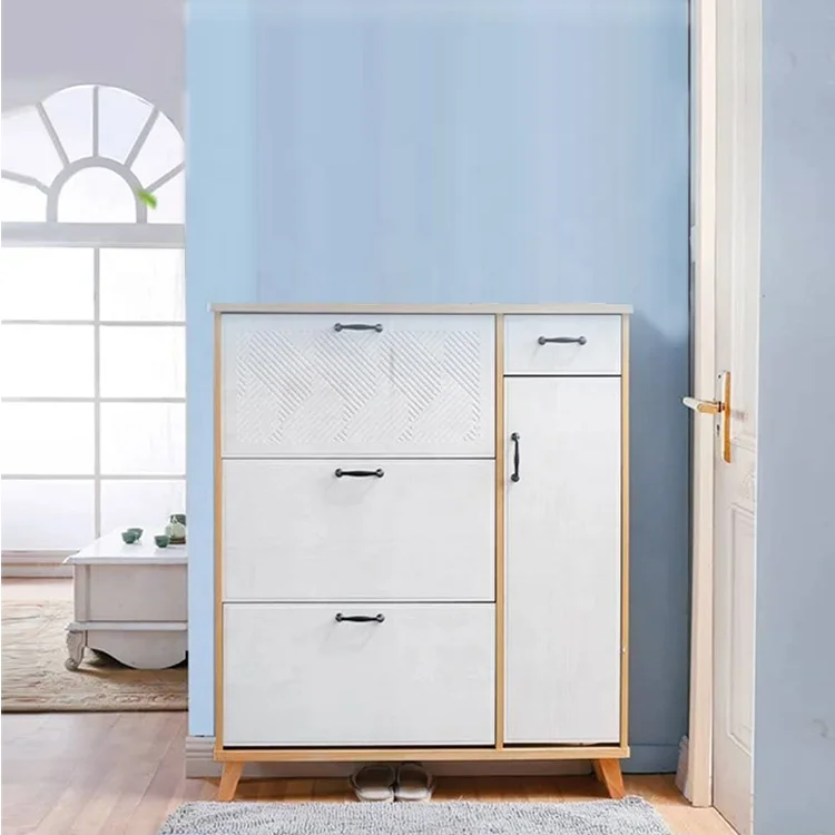 Nordic style wooden shoe storage cabinet living room furniture storage cabinet shoe rack