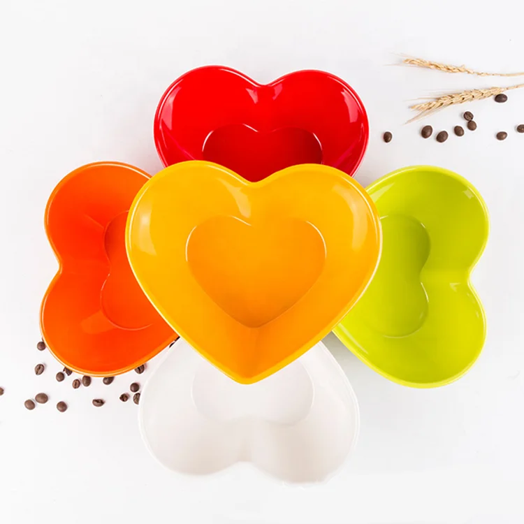 Wholesale Special Design Restaurant Colorful Heart Shape Melamine Serving Plastic Salad Bowl