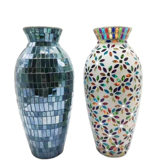 Wholesale Europe Hot Seller Glass Mosaic Vases Home Wedding Centerpiece Art Decor Mosaic Design Glass Vase