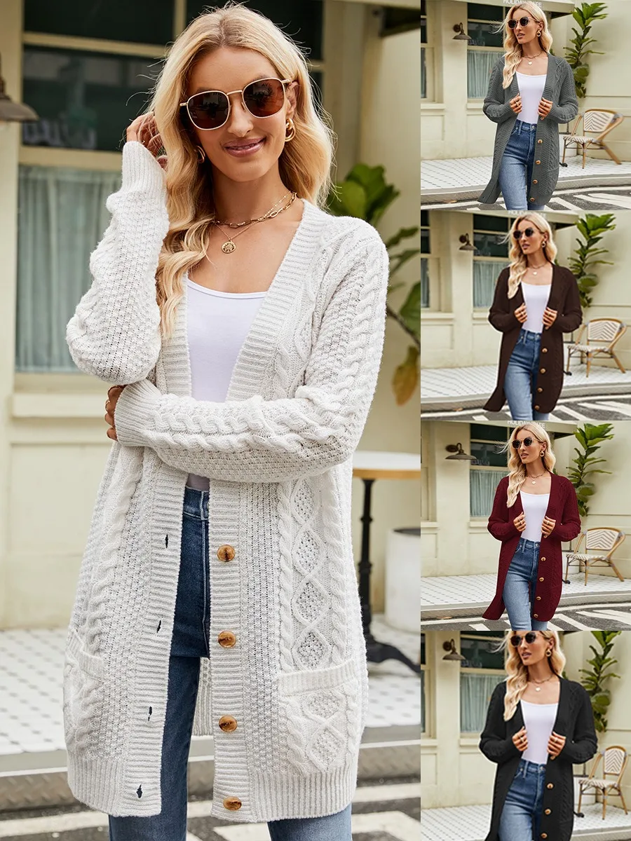 High quality new models burgundy sweater cardigans for women long sleeve knit sweater