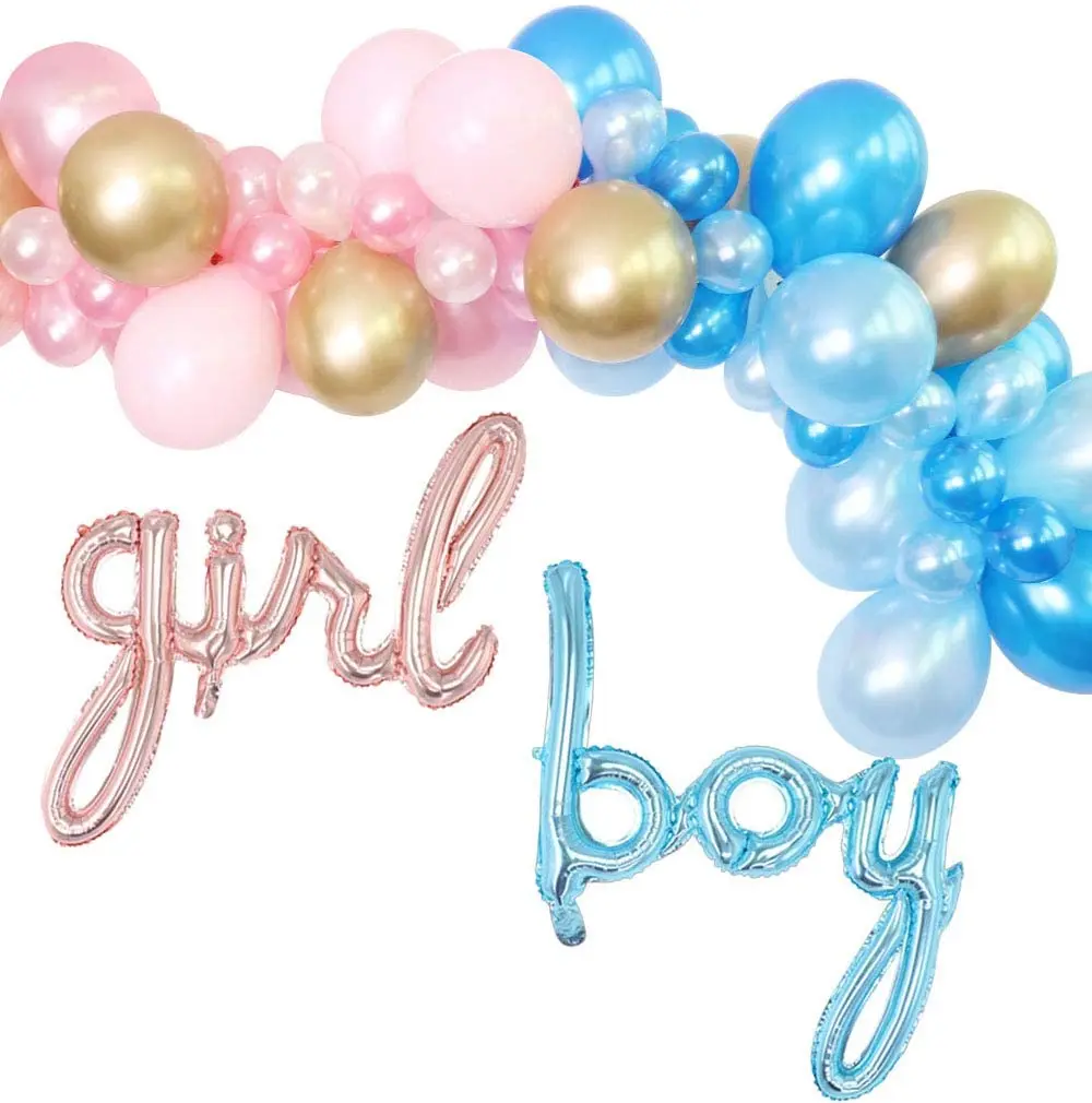 Gender Reveal Balloon - Baby Pink and Sky Blue Balloon Arch Kit BOY Girl Foil Balloons Boy or Girl Gender Reveal Decor