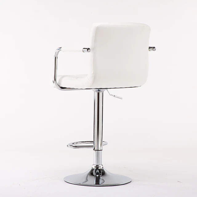 White PU Leather Swivel Bar Stool with Stable Base Fashion 360 Turn Around Dental Stool for Office Chair