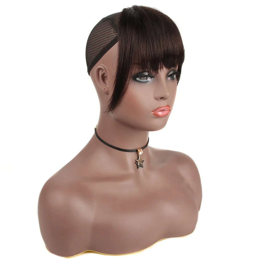 Human Hair Bangs 8inch 20g clip in Straight Remy Natural Fringe Hair 3 clip Front Bangs