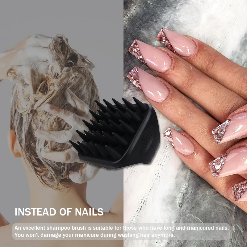 One-piece Solid Silicone Hair Shampoo Brush Mold-free Scalp Scrubber Head Scalp Massager for Healthy Hair Growth Dry Scalp